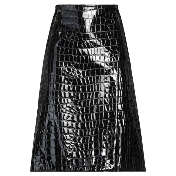 NWT Dolce & Gabbana Black Croc Faux-Leather Midi Skirt IT 36 US XXS - Picture 1 of 14